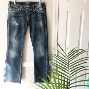 SILVER JEANS Twisted Distressed Bootcut Jeans Size 30W 33L